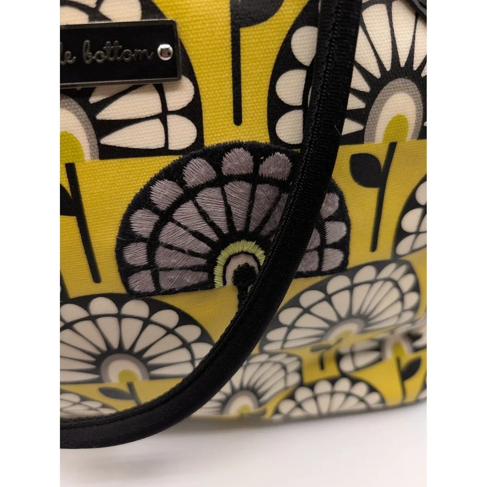 Petunia Pickle Bottom Boxy Backpack Diaper Bag Yellow Black Floral Glazed Canvas